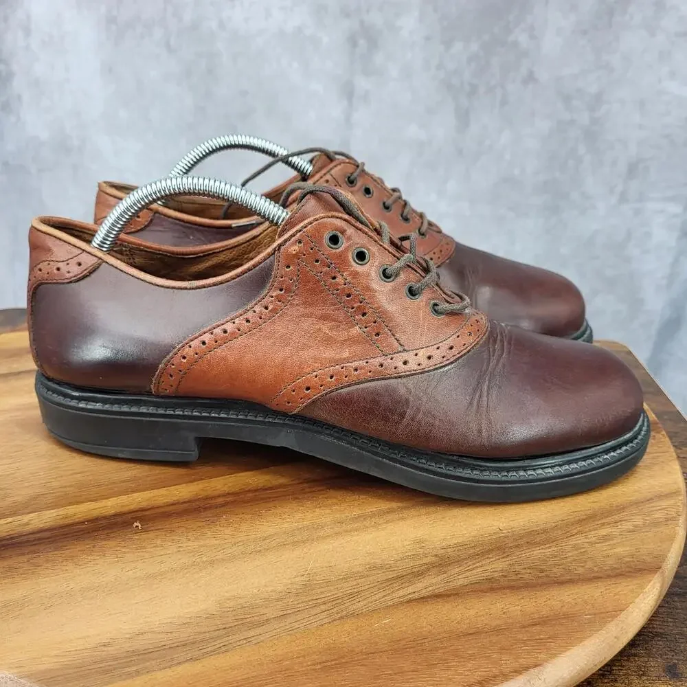 Bert Pulitzer Oxford Shoes Mens 10.5 M Brown Leather Lace Up Cap Toe Dress Shoes